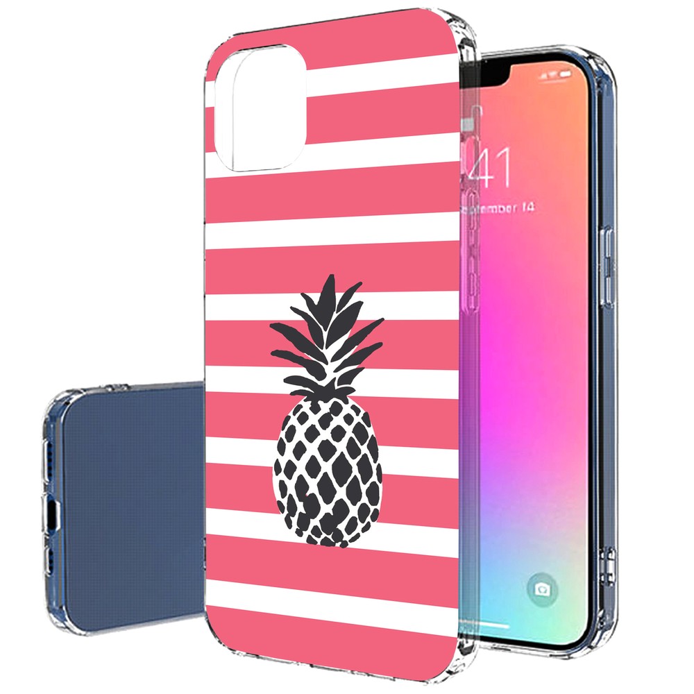 TalkingCase Slim Case for Apple iPhone 14 Max, Stripes pineapple Print, USA