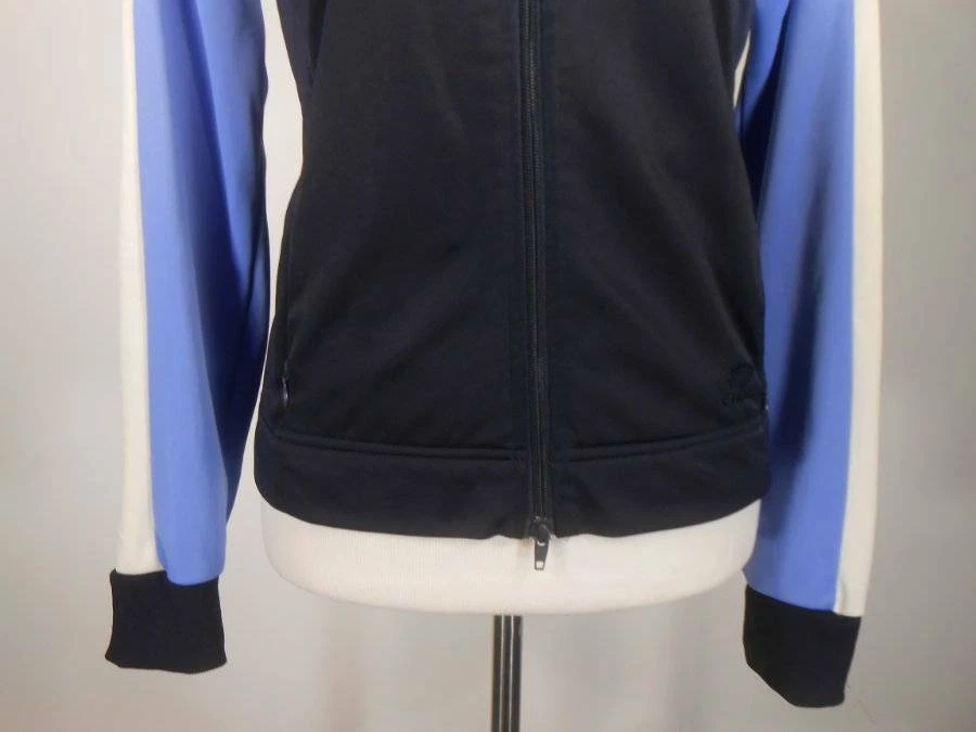 Hermosa Chaqueta de Calentamiento Para Mujer Pequeña Oleg Cassini Deportiva Azul Manga Larga Cremallera Foto 3 de 4