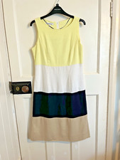 Steilmann Panel Dress Sleeveless Linen Mix Lined Size 10