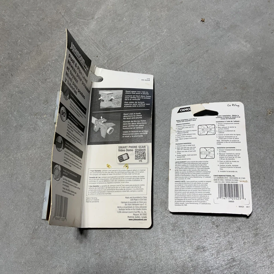 Johnson Post and Pipe Level with Acrylic Vials And Two Small RV Levels - Image 2 of 4