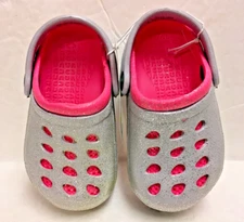 Capelli New York Kids SPARKLY Pink & Gray Croc Clog Shoe size 4/5 NWT