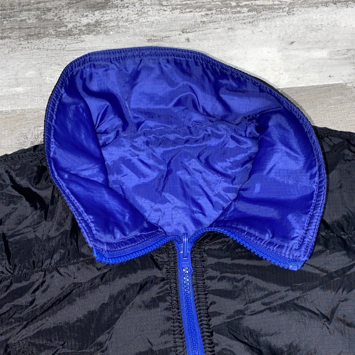 Columbia Reversible Jacket Blue Black Sz Large Long Sleeve