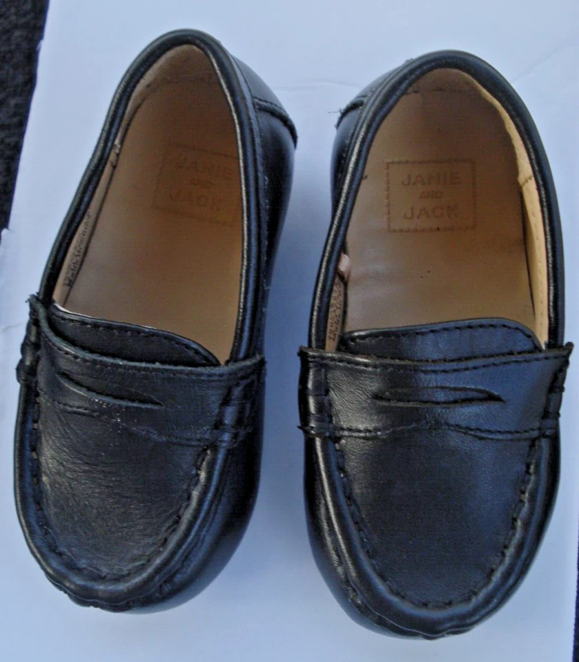 Janie and Jack Mocasines de Cuero Negro Zapatos Infantil Niño Pequeño Talla 4 NUEVO Foto 3 de 4