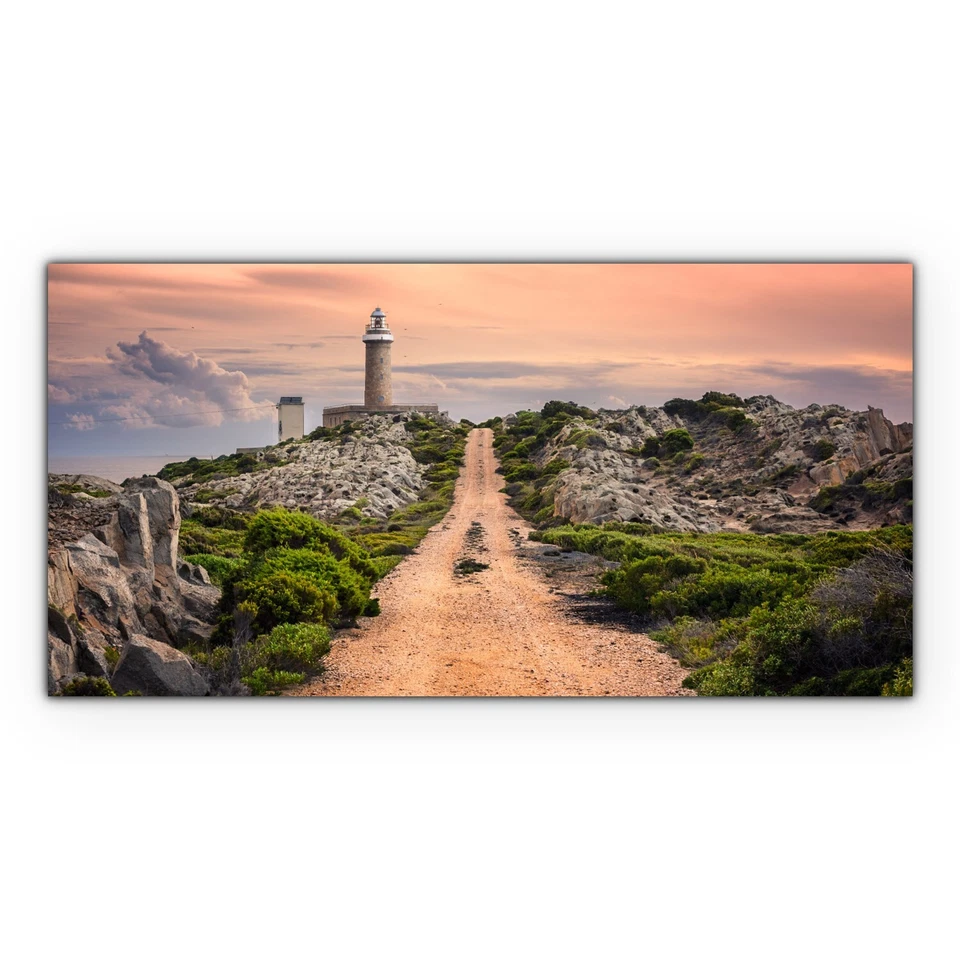 Leuchtturm Landstraße Wohnzimmer Canvas Leinwandbilder Wandbild XXL 140x70 - Bild 4 von 4