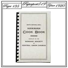 1920 Hawaiian Cook Book  135 Pages