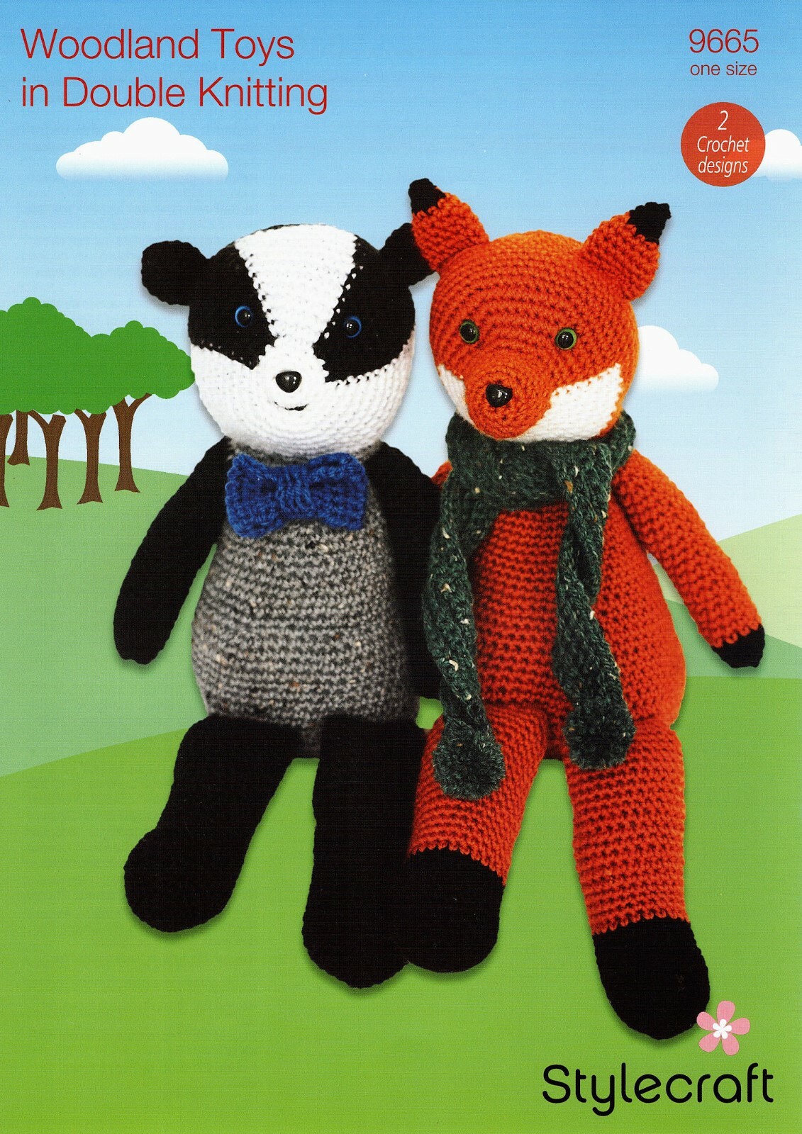 Stylecraft 9665 Crochet Woodland Toys Pattern - Double Knitting DK Fox Badger
