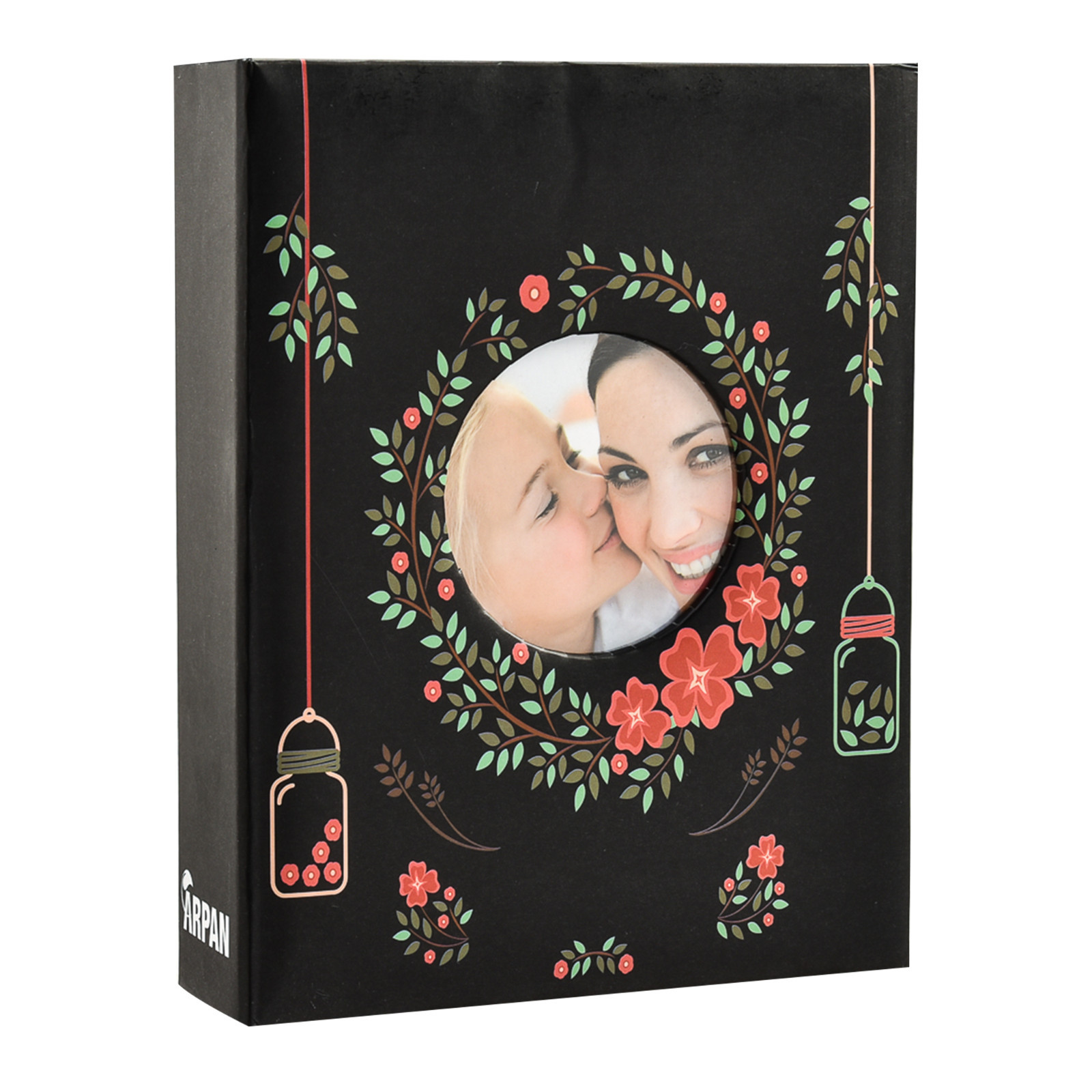 6x4"" 200 Photos Large Slip in Photo Album with front Window - Floral Black