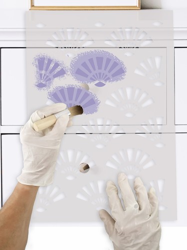 Plantilla de ventilador japonés todo patrón pintura de pared tarjeta de muebles reutilizable TE235 - Imagen 7 de 22