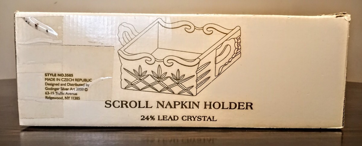 Table Napkins Godinger Dublin Crystal Napkin Holder Wedge Cut - Main Image