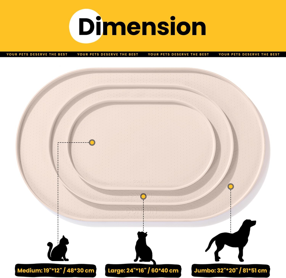 Tappetino Sottociotola Per Cani E Gatti - Impermeabile, In Silicone, 48x30cm | Con Bordi Rialzati, Grigio - Foto 3