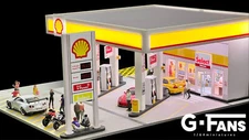 Diorama 1/64 Garage Model LED Lighting Gas Station Model Car Display Case Toy US