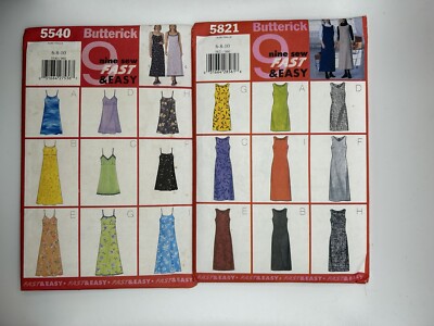 Butterick 1998 Sew Pattern #5540 & #5821 Sleeveless Dress Butterick 1998 Sew Pattern #5540 & #5821 Sleeveless Dress
