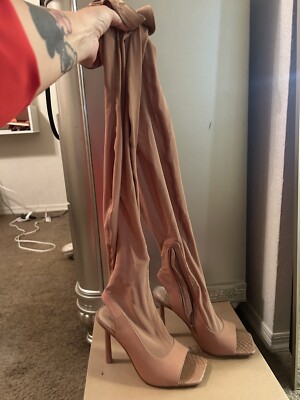 Steve Madden Boots Beverley Blush Mesh Nude Over Knee Boot - Main Image