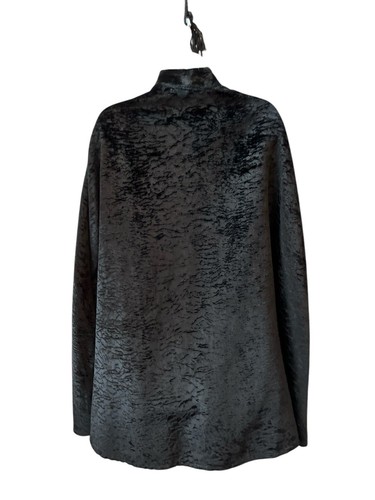 Vintage 1960s Crushed Velvet Tapestry Cape One Size Black Armholes Thick Fabric - Picture 16 of 24