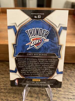 2022-23 PANINI SELECT #83 CHET HOLMGREN ROOKIE BLUE PRIZM OKC