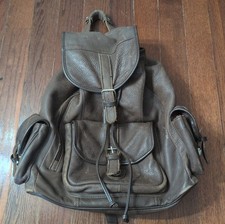 Vintage Leather Drawstring Backpack Brown Distressed Genuine Cowhide Unisex