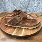 Birkenstock Gizeh Big Buckle Nubuck Leather Sandals EU 39 W 8 M 6 Cognac Brown