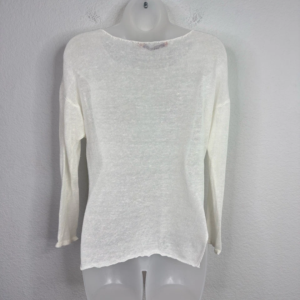 Camisa Feel The Piece Mujer OS Blanca Mezcla de Lino Manga Larga Costera Boho Neutra Foto 2 de 4