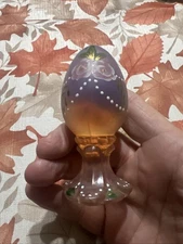 FENTON H.painted ART GLASS EGG Paperweight SIGNED 1355/3000 Champagne Opalescent