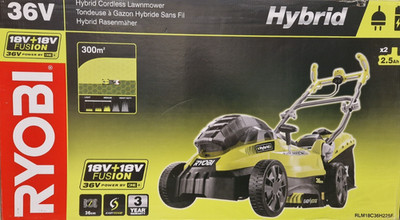 Ryobi Akku-Rasenmäher HYBRID 36V RLM18C36H225F mit 2 x 18 V Akkus DUAL POWER OVP