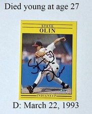 Steve Olin Autographed Baseball Card 1991 Fleer Hard to find card signed