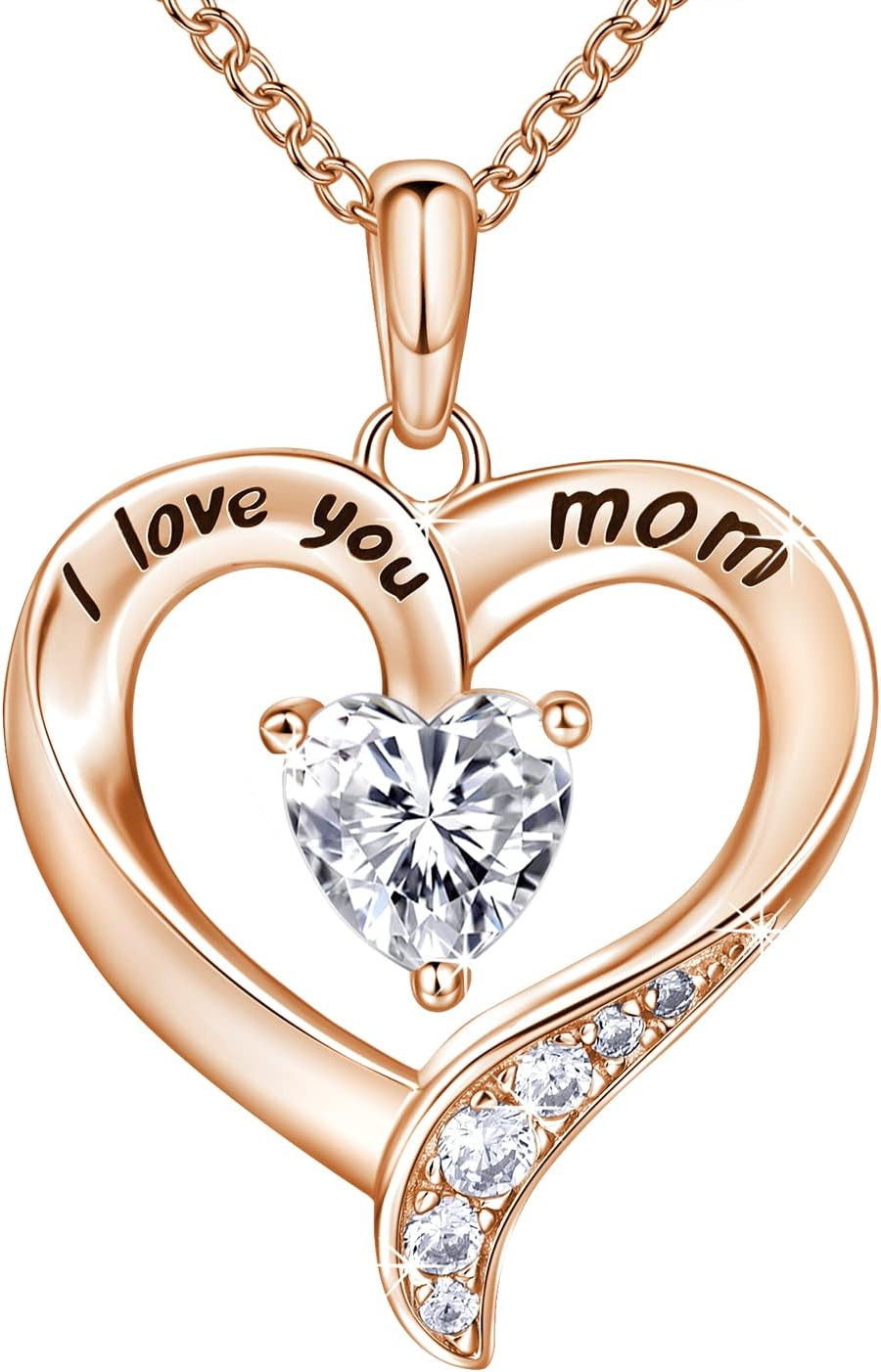 Mom Necklace 925 Sterling Silver Heart Necklaces for Women Engraved I Love You Y