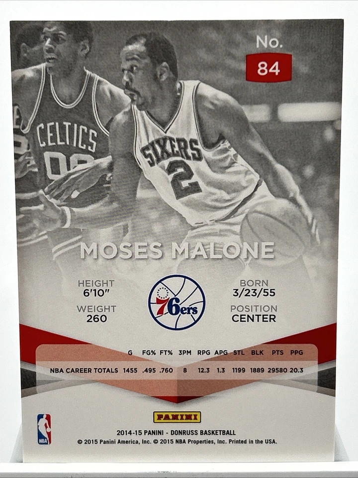 Moses Malone 2014-15 Panini Donruss Elite Set Blue /99 #84 HOF - Image 2 of 3