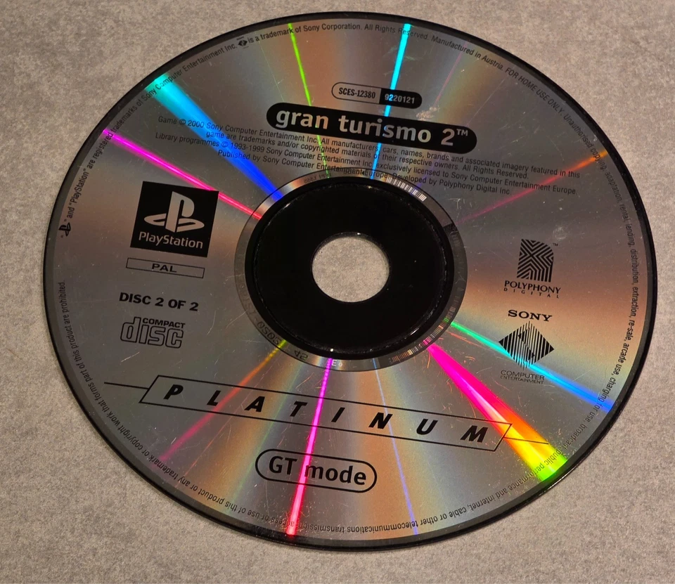 GRAN TURISMO 2 PLAYSTATION 1 PS1 OOT PLATINUM CD2 - Photo 1/1
