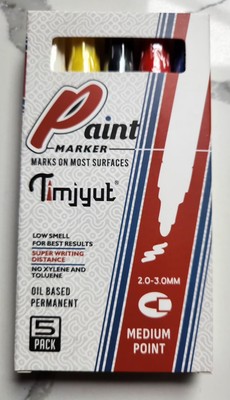 5 Colors Permanent Paint 1 Count (Pack of 5), Black,White,Red,Yellow,Blue 