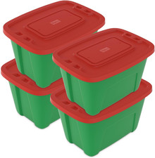 4-Pack Christmas Storage Totes with Lids - Made in USA 18-Gallon(72-Quart)Red St