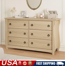 6-Drawer Dresser for Bedroom Chest of Drawers Wood Storage Cabinet 60'' TV Stand