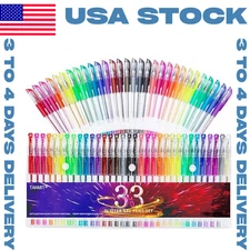 33 Colors Neon Glitter Pens Set Gel Art Markers with 40% More Ink