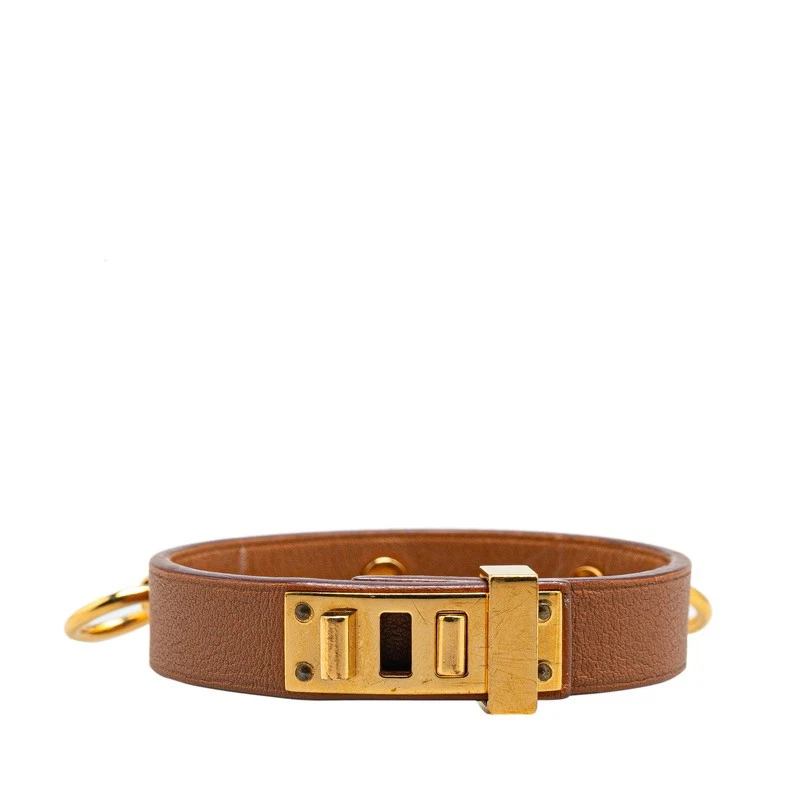 HERMÈS Y0713 Bracciale Hermes Mini Cane Annau S Pelle Marrone Usatoti Acc