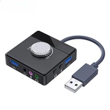 USB External Sound Card 3 Ports To 3.5mm Jack Volume Adjustable Sound Card