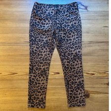 Eric faux suede cheetah print straight leg pants SIZE 8