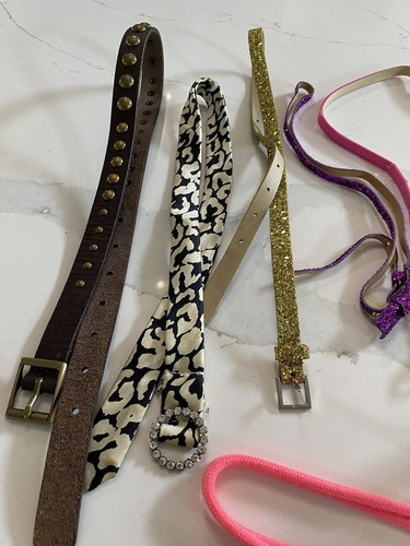 Crewcuts J.Crew LOT Girls Glitter Leather Belts Hair Bow Clip Necklace Size M - Picture 3 of 8