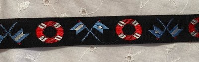 VTG Boating Flags & Life Rings Jacquard Ribbon Trim 2 pieces 36'', 64'' Long x 7/8