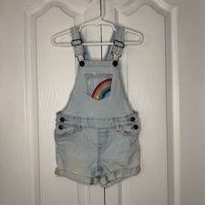 Vigoss Light Blue Denim Rainbow Pocket Short Overalls 4T