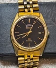 Seiko SQ Quartz Watch Men 5Y23-8A69 Presidential Day Date Gold Bracelet New Bat