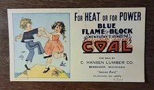 Hansen Lumber Co. Postcard Ink Blotter Bessmer Michigan