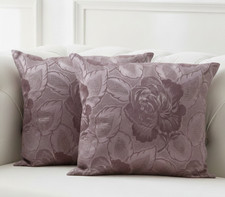 Mauve Floral Cushion Covers Set of 2 16x16 40x40cm Rose Pattern Sofa Cushions