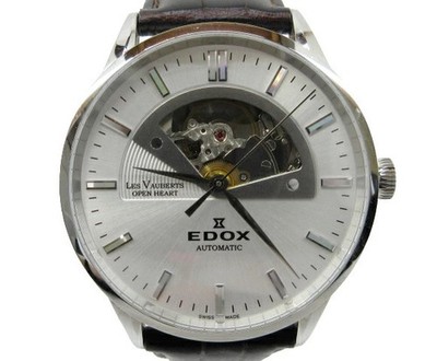 Edox Les Vauberts Open Heart Automatik Uhr 43mm Edelstahl aus Japan