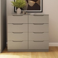 Modern Matt Putty 8 Drawer Chest of Drawers Central Runners Recessed Handles