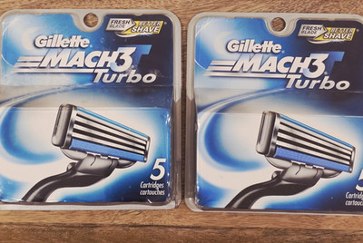 NEW 2 Packs Gillette Mach3 Turbo 5 Cartridge Razor Refills 10 Total