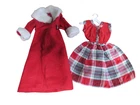 Vtg Barbie Clone Red Plaid Satin Dress & Red Coat #3336