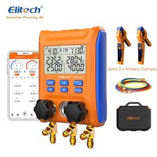 Elitech Digital Manifold Gauge LMG-10W App Control w/ Wireless Temperature Clamp
