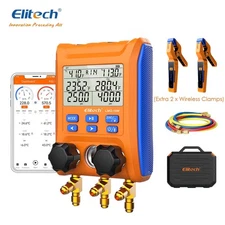 Elitech Digital Manifold Gauge LMG-10W App Control w/ Wireless Temperature Clamp