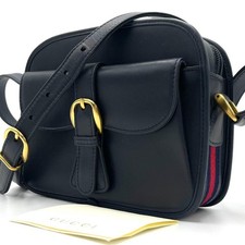 Gucci Shoulder Bag Sherry Line Vintage Navy Women Used Authentic