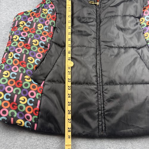 COOGI Plus Size 3X Black And Colorful Puffer Vest Sleeveless With Pockets - Picture 6 of 10