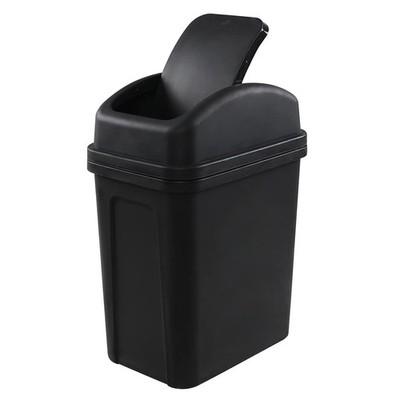1.8 Gallon Plastic Trash Can with Swing Lid Small Black Waste bin